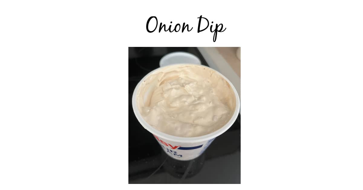This two-ingredient onion dip is great for any party! Pair with chips, crackers or fresh veggies. No one will be mad at you for making this dip. Make it today!